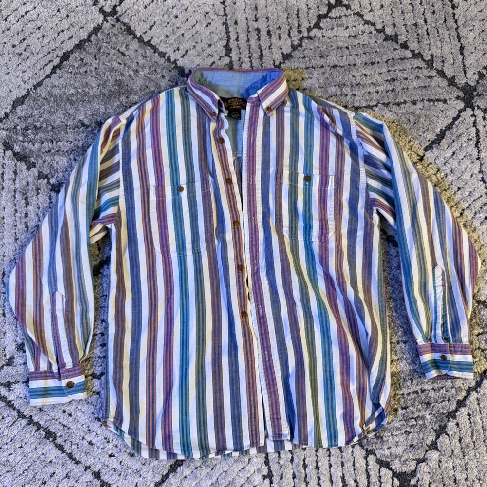 Puritan Multicolor Striped Casual Button Down Shirt